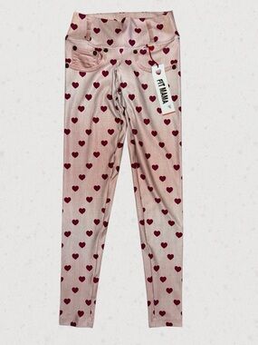 Pink Heart-Print High-Waist Leggings